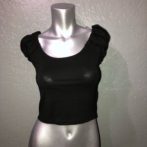 Forever 21 black puff sleeve crop top.